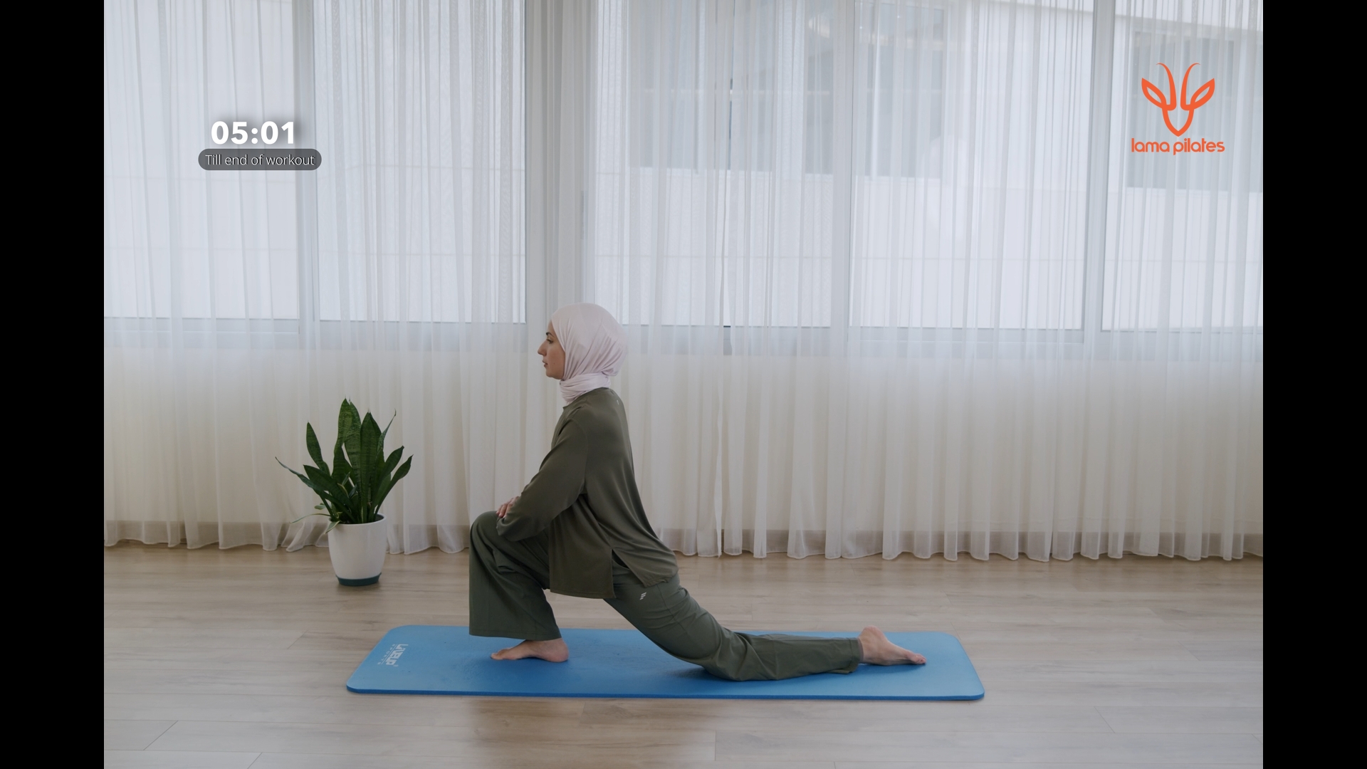 Lama teaching Pilates in episode 3